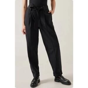 Athleta Size 10 Cardiff Pants Black Tie Waist Pull On